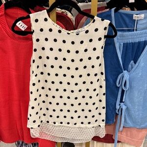 Rose & Olive Black Polka Dot Sleeveless Blouse